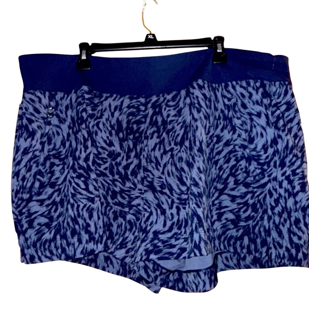 Athleta Trekkie North Printed Shorts 22 Blue Ripstop‎ Hiking Pockets NWT